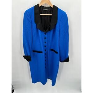 LOUIS FERAUD Vintage Blue Long Wool Silk Overcoat // 12